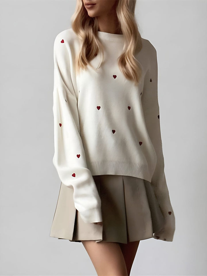Azilis | Gestickter Herzchen-Pullover