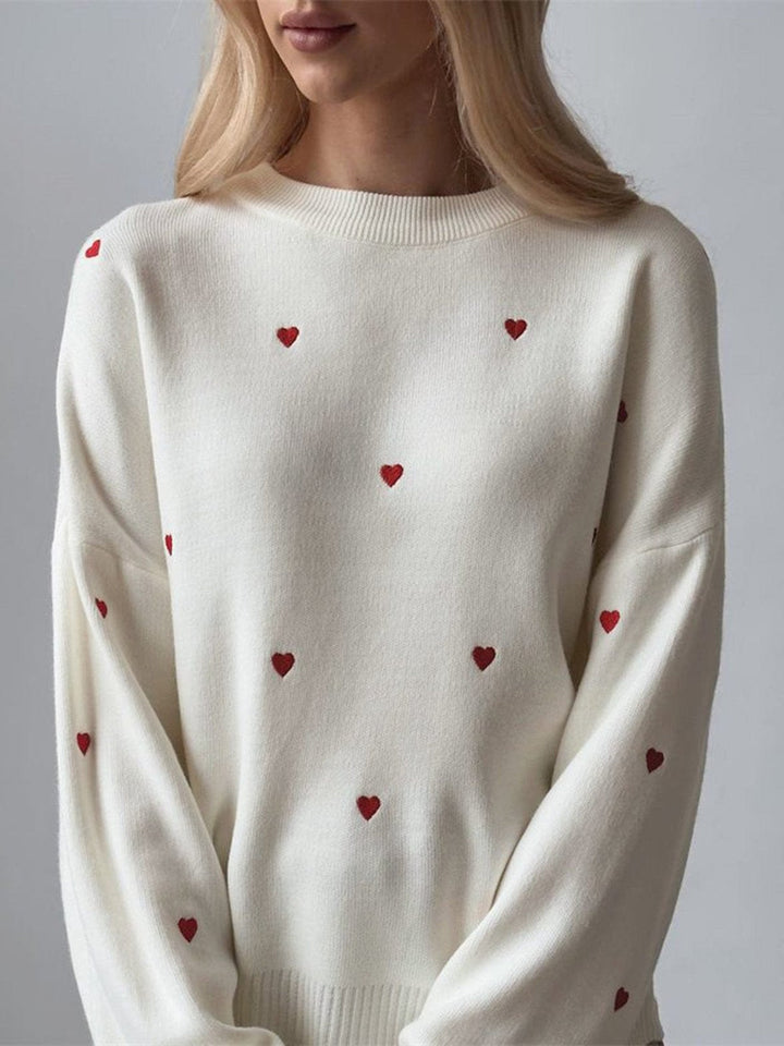 Azilis | Gestickter Herzchen-Pullover