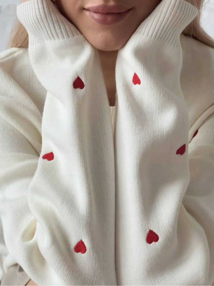 Azilis | Gestickter Herzchen-Pullover