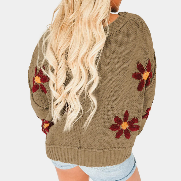 Alora | Floraler Strickpullover Damen