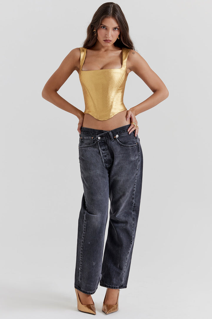 Janelith | Goldenes Korsett Top