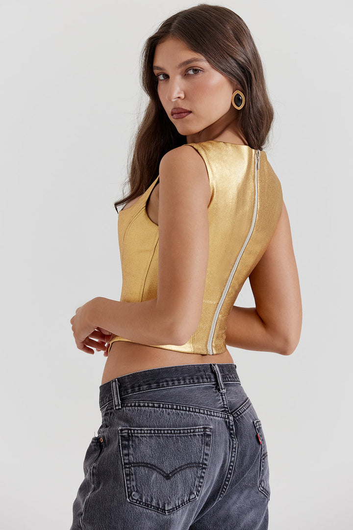 Janelith | Goldenes Korsett Top