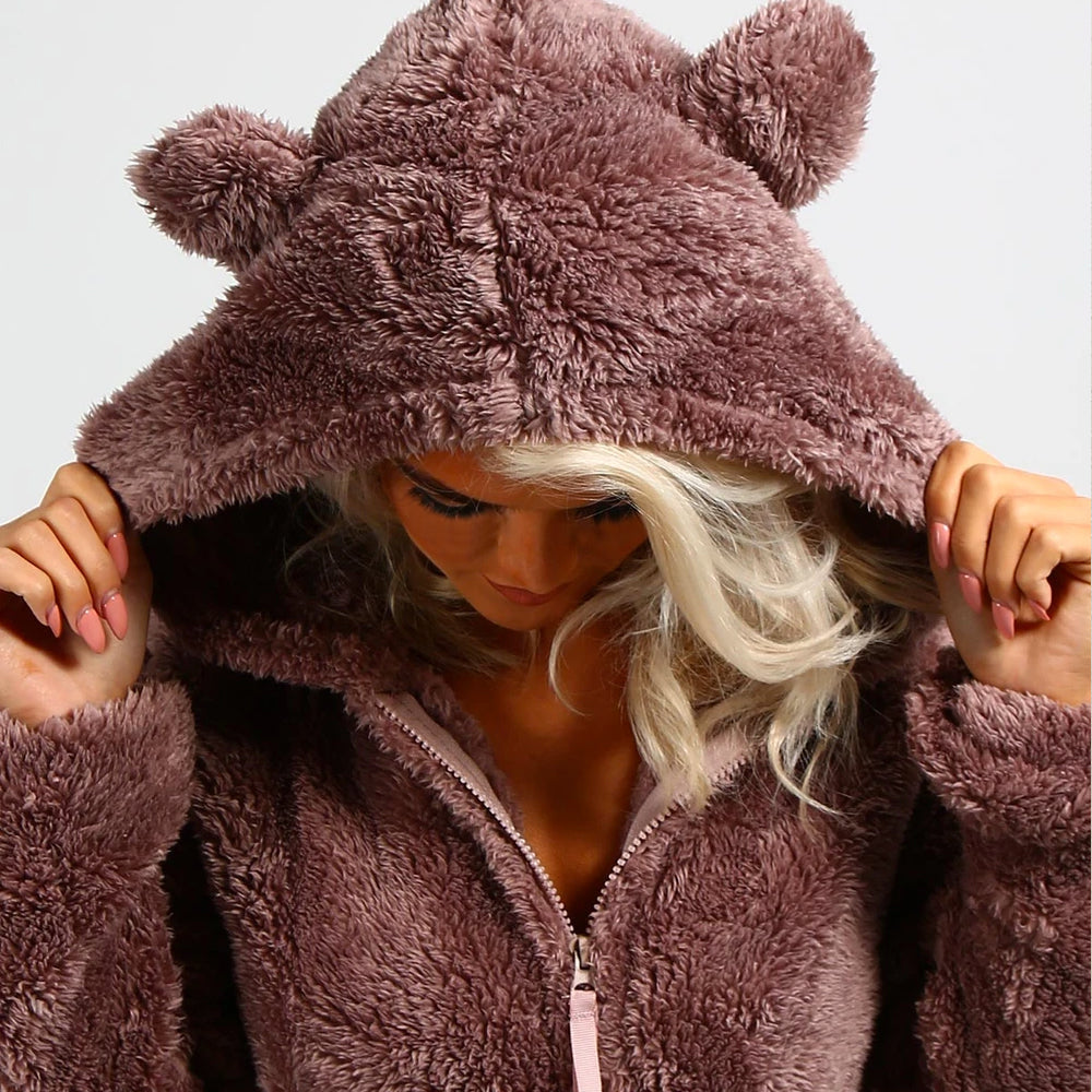 Criseyde | Superweicher Fleece-Strampler mit Bärenohren