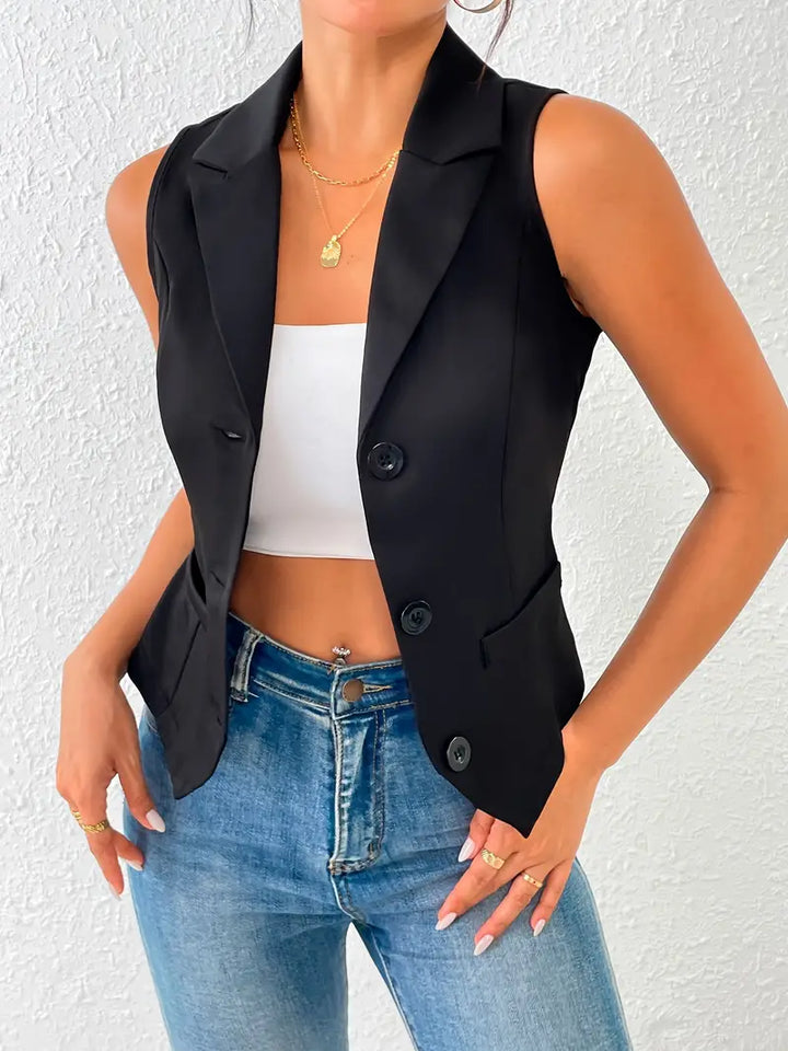 Nandira | Elegante Satin-Weste Schwarz