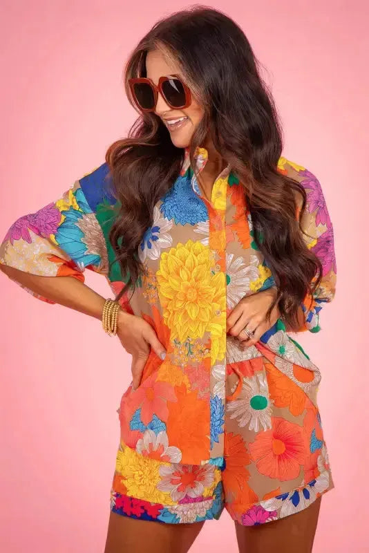 Yavira | Zweiteiliges Shorts Set mit Blumenprint