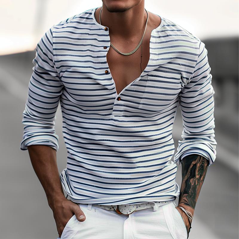 Varen | Gestreiftes Henley Langarmshirt