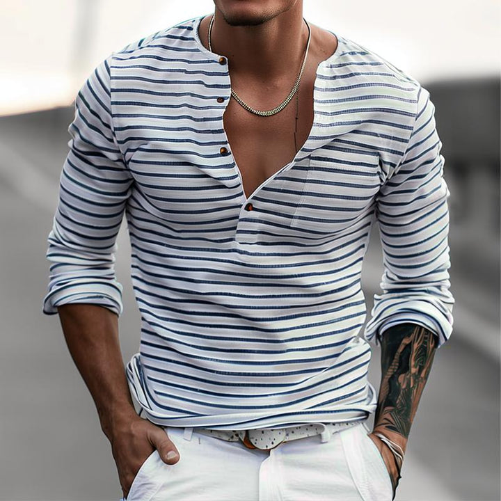 Varen | Gestreiftes Henley Langarmshirt