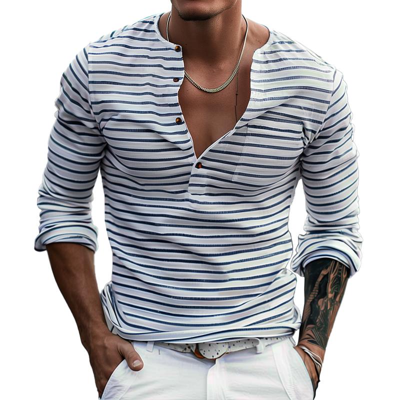 Varen | Gestreiftes Henley Langarmshirt