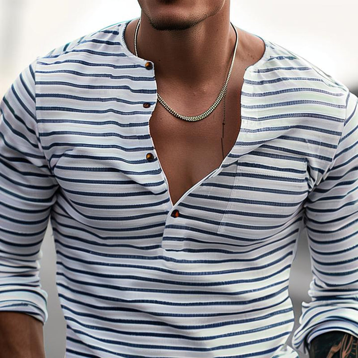 Varen | Gestreiftes Henley Langarmshirt