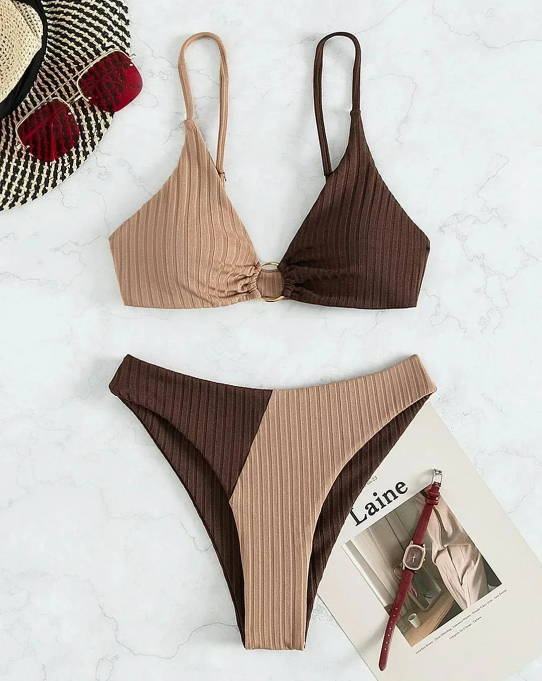 Aurelia | Zweifarbiger High-Waist-Bikini