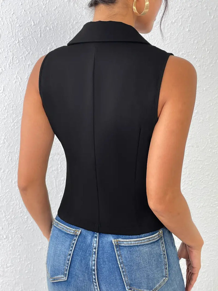 Nandira | Elegante Satin-Weste Schwarz